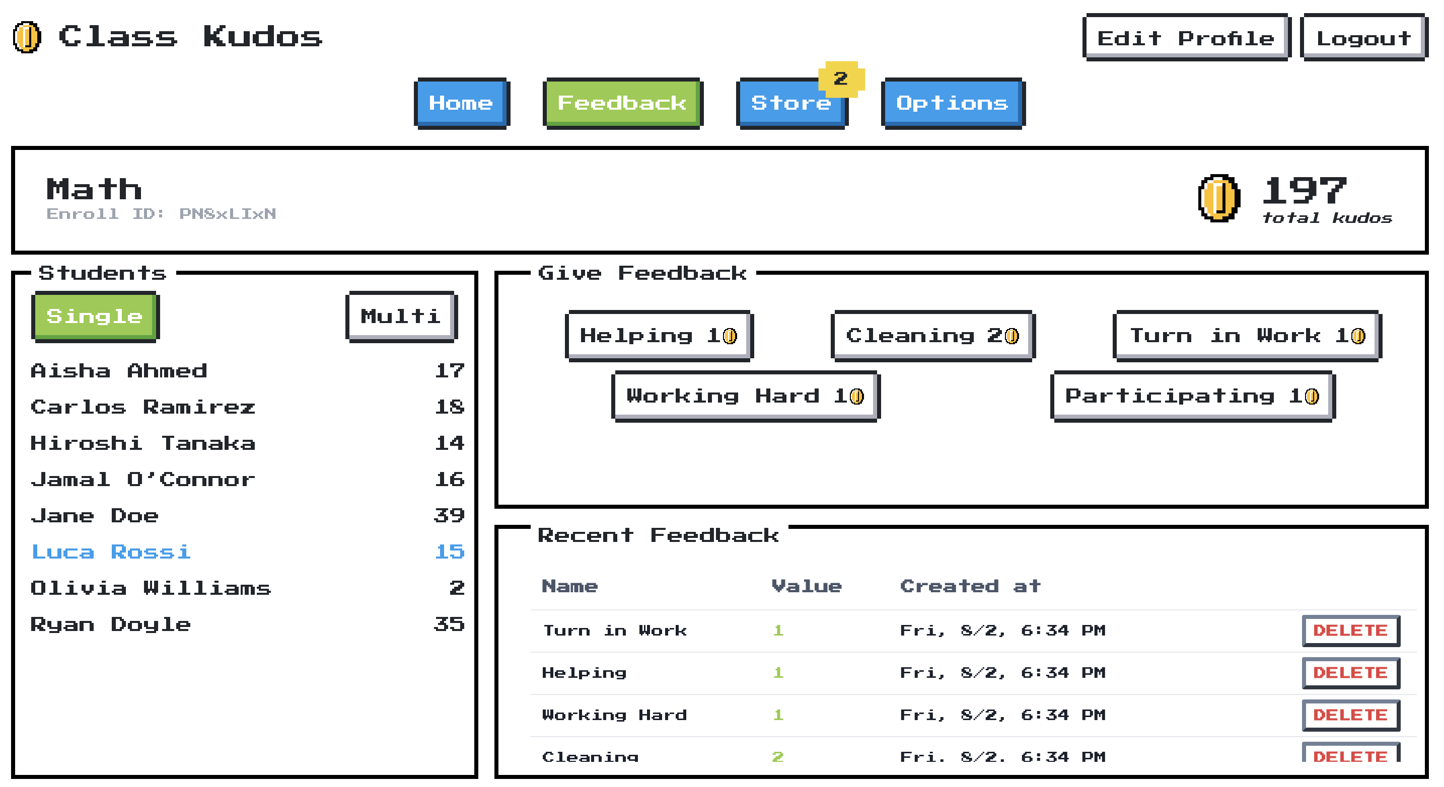 teacher dashboard screenshot